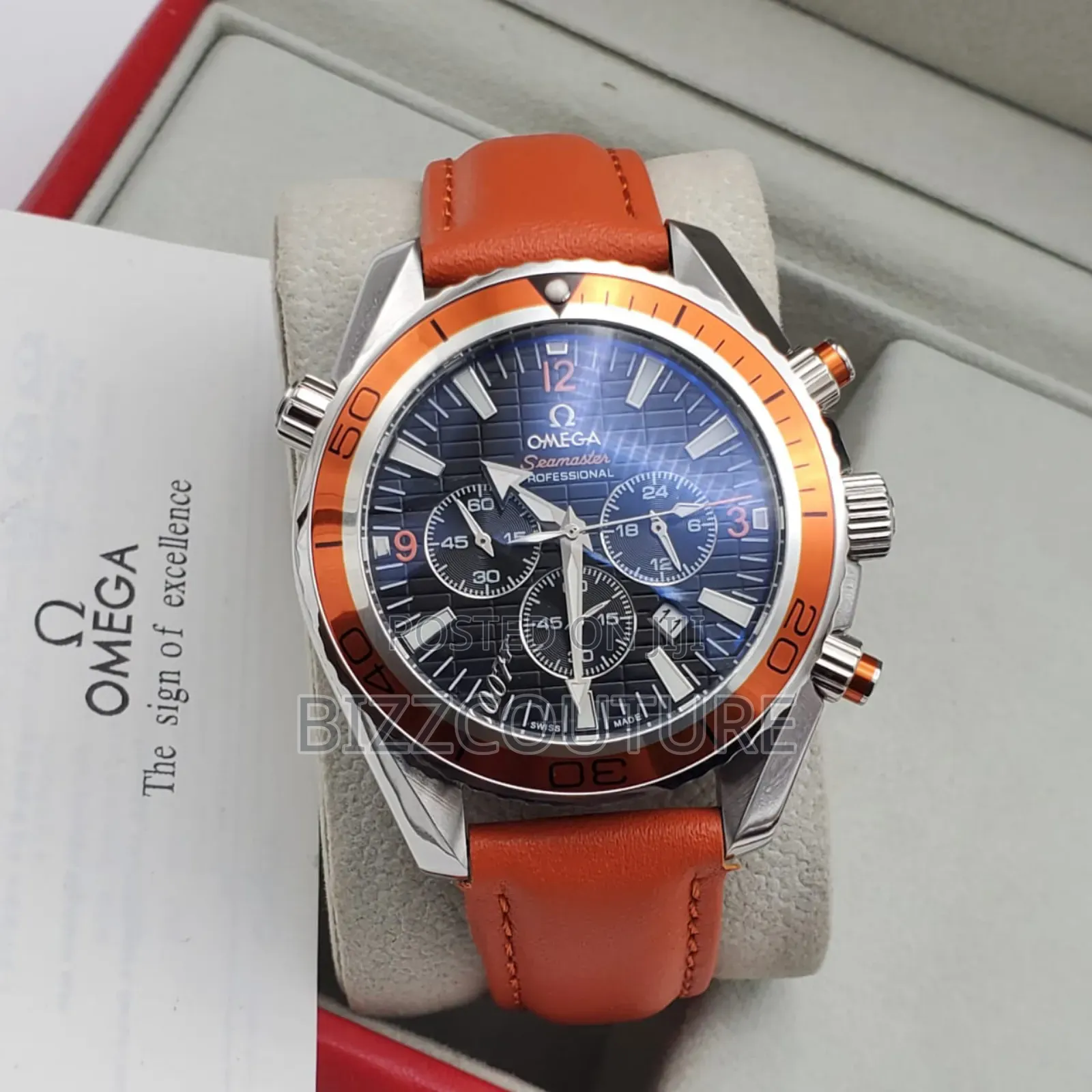 Original Omega Seamaster Brown Leather Strap Watch.
