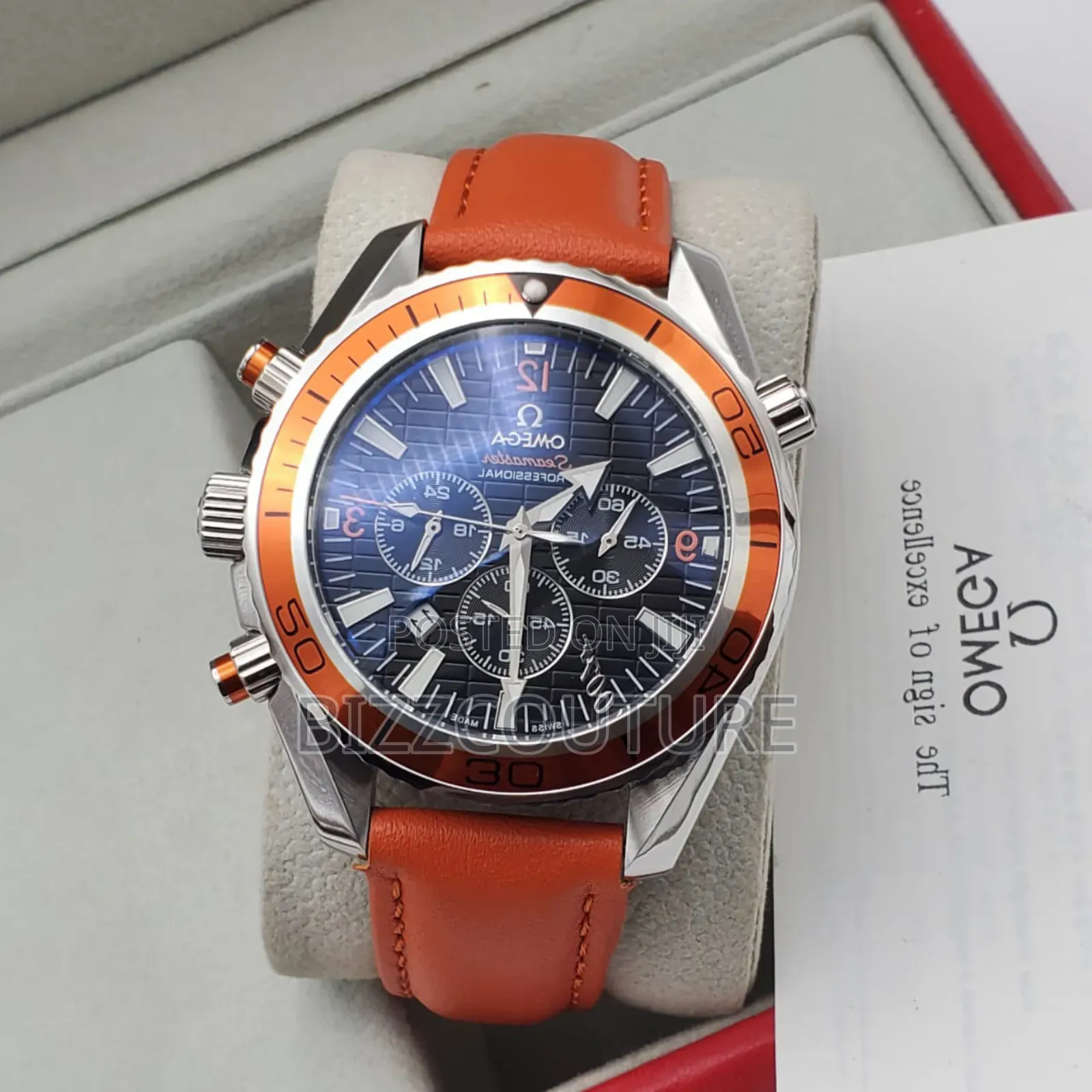 Original Omega Seamaster Brown Leather Strap Watch.
