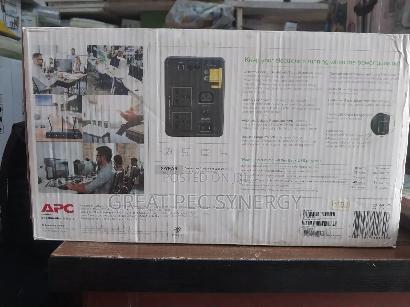 Apc Easy - Ups 750va, Avr, 4 Outlets- (Model: Bx750mi-Ms)
