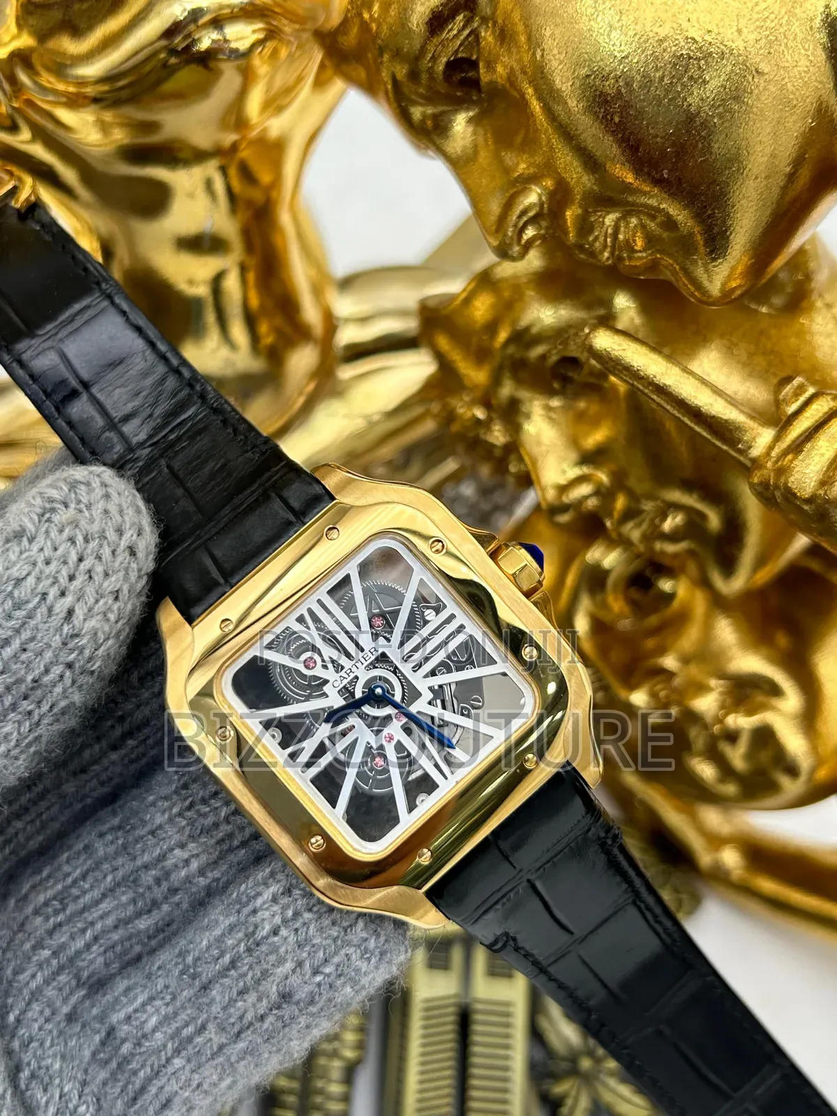 Original CARTIER Leather Black Strap Watch Available.