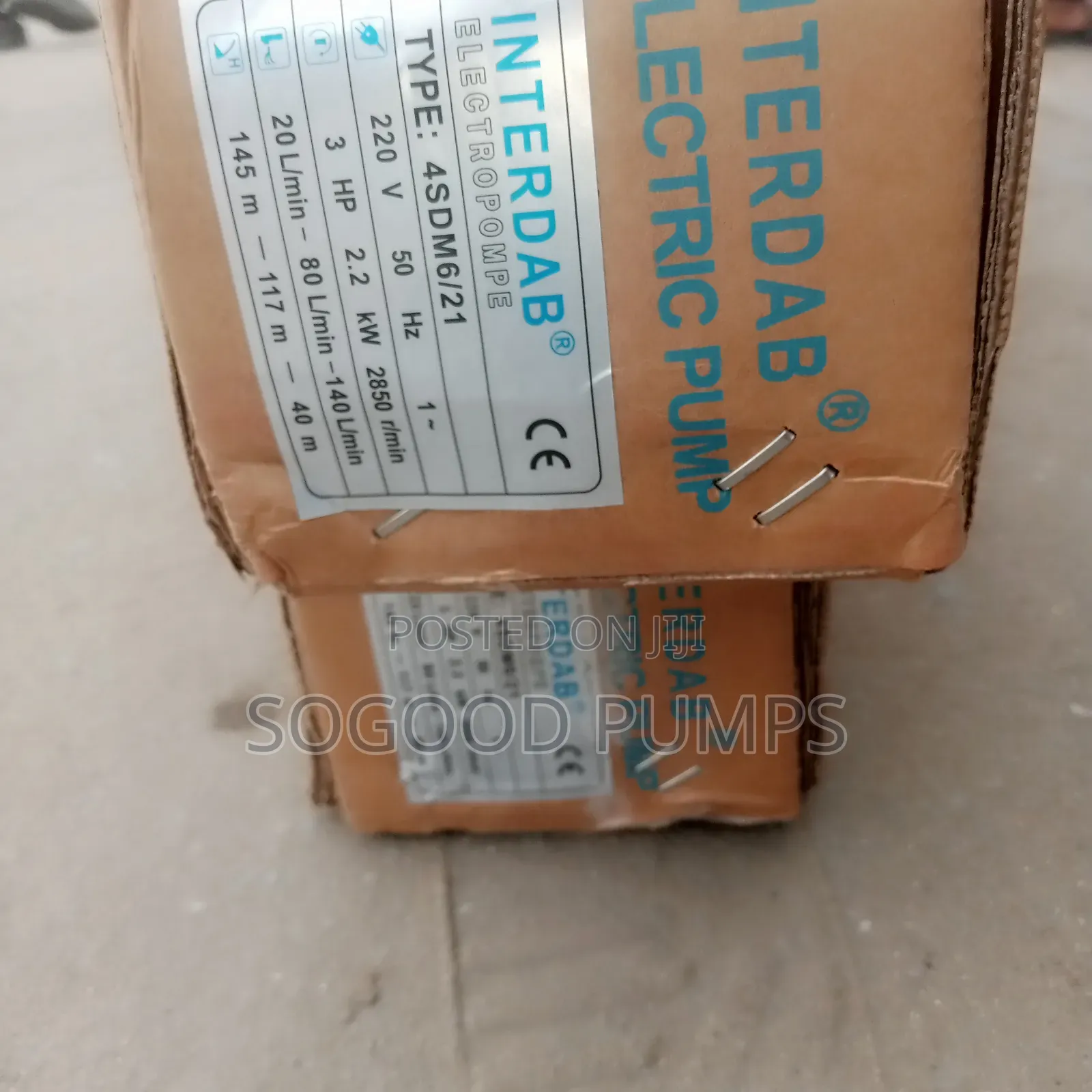 Interdab Submersible Pump Type 2.2kw/3hp Single Phase