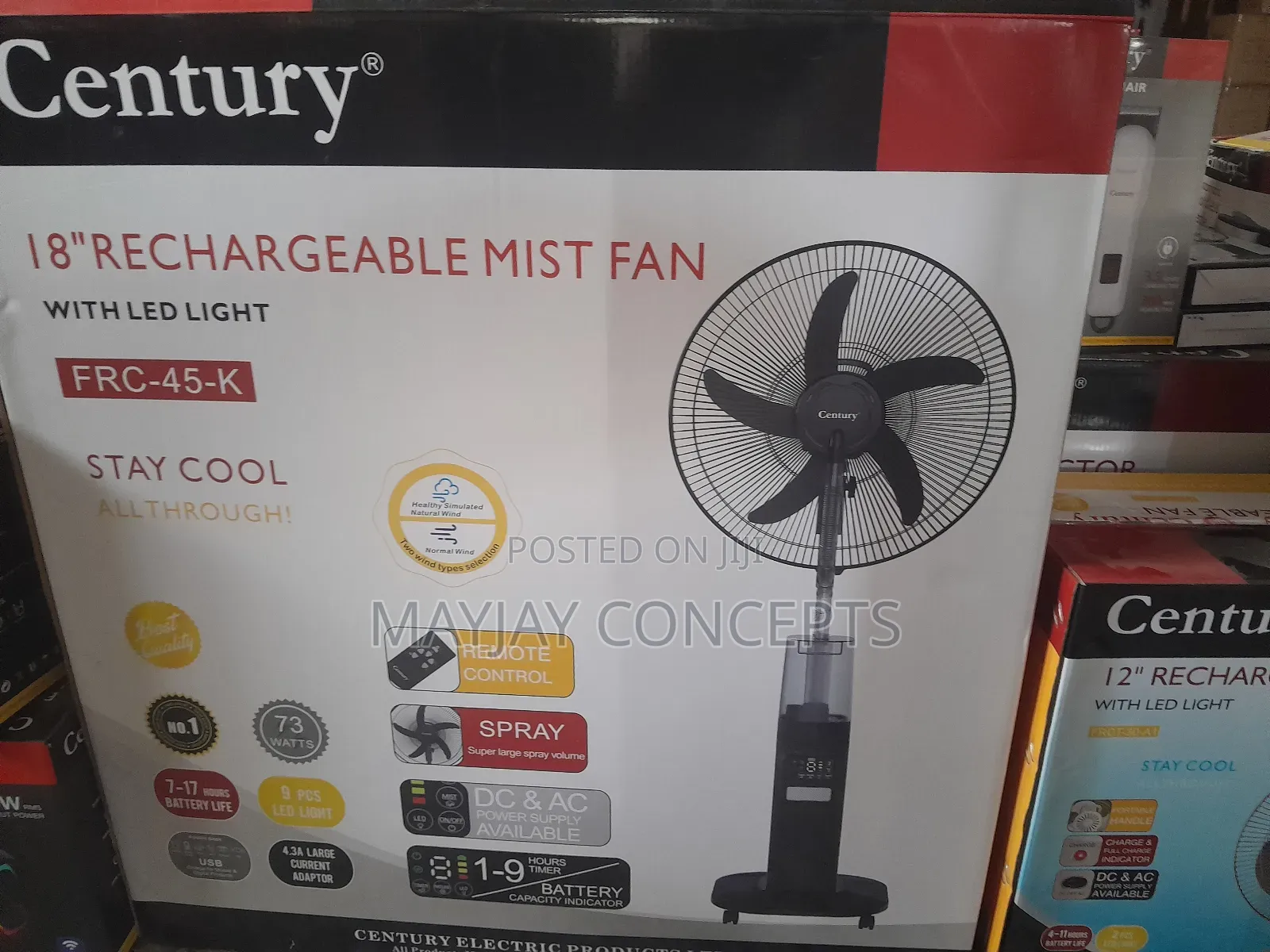 Century 18inches Rechargeable Mist Fan With Digital Display