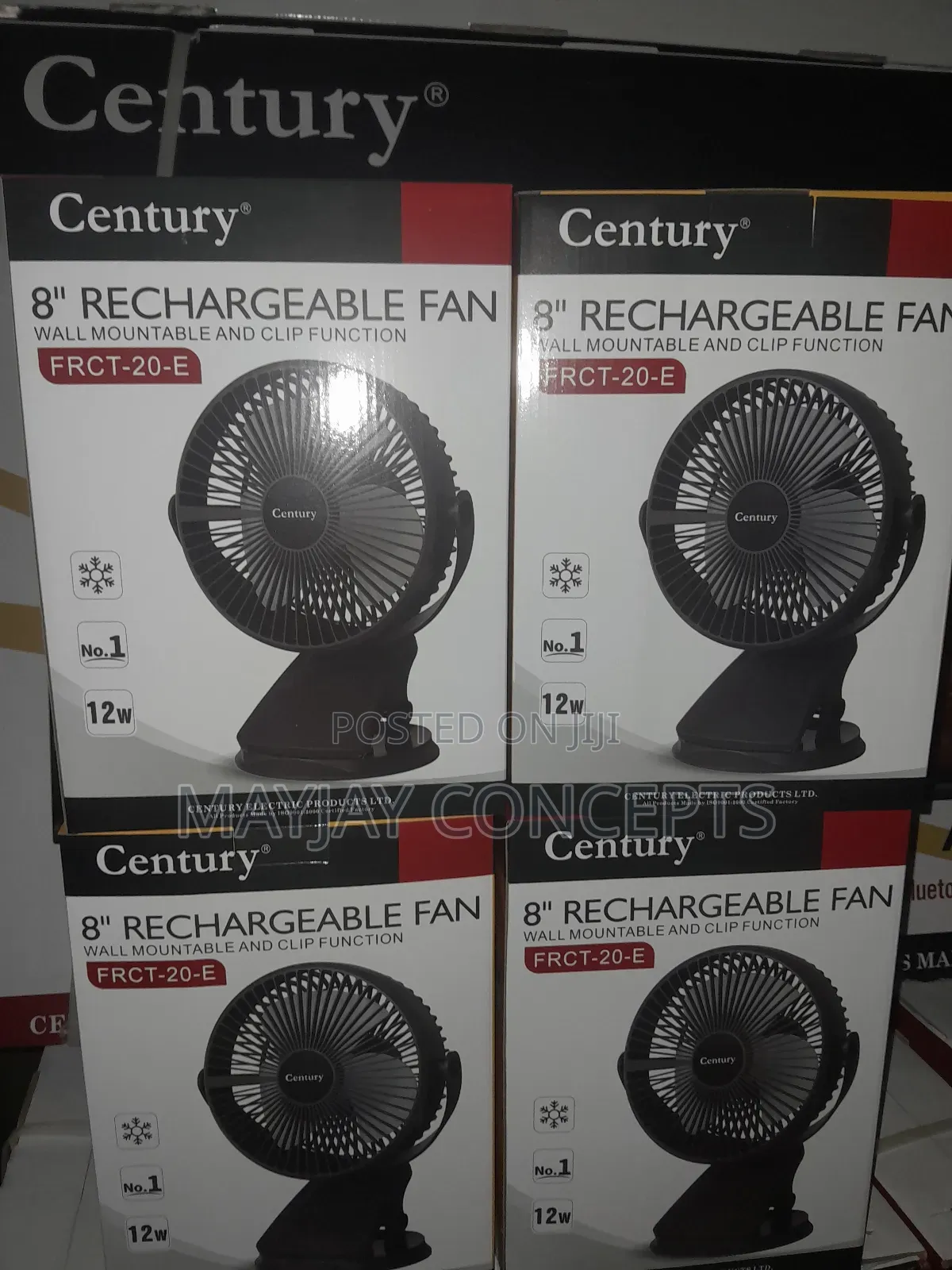 Century 8" 2-in-1 Ac/Dc Table/Wall Rechargeable Fan