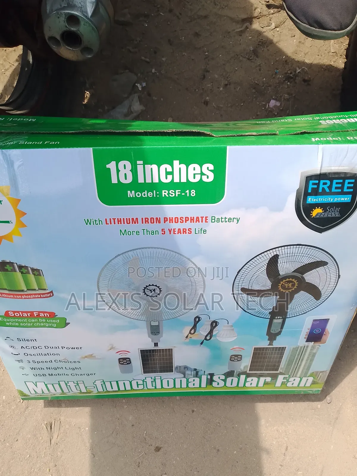 SPL Solar Rechargeable 18 Inches Fan