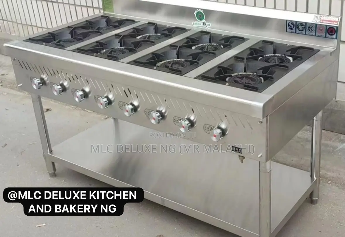 Stainless Gas Cooker With 8 Burners / Big Kitchen Gas Cooker