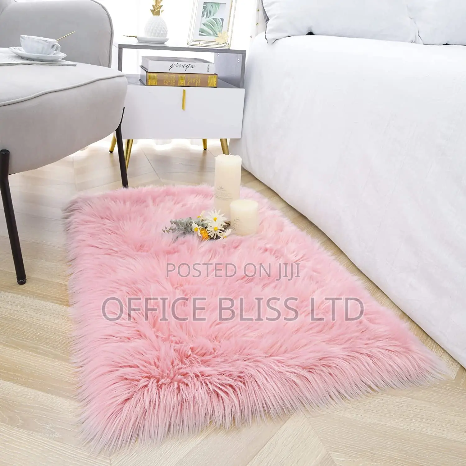 Soft Fluffy Rugs Faux Sheepskin Area Rug (PINK)