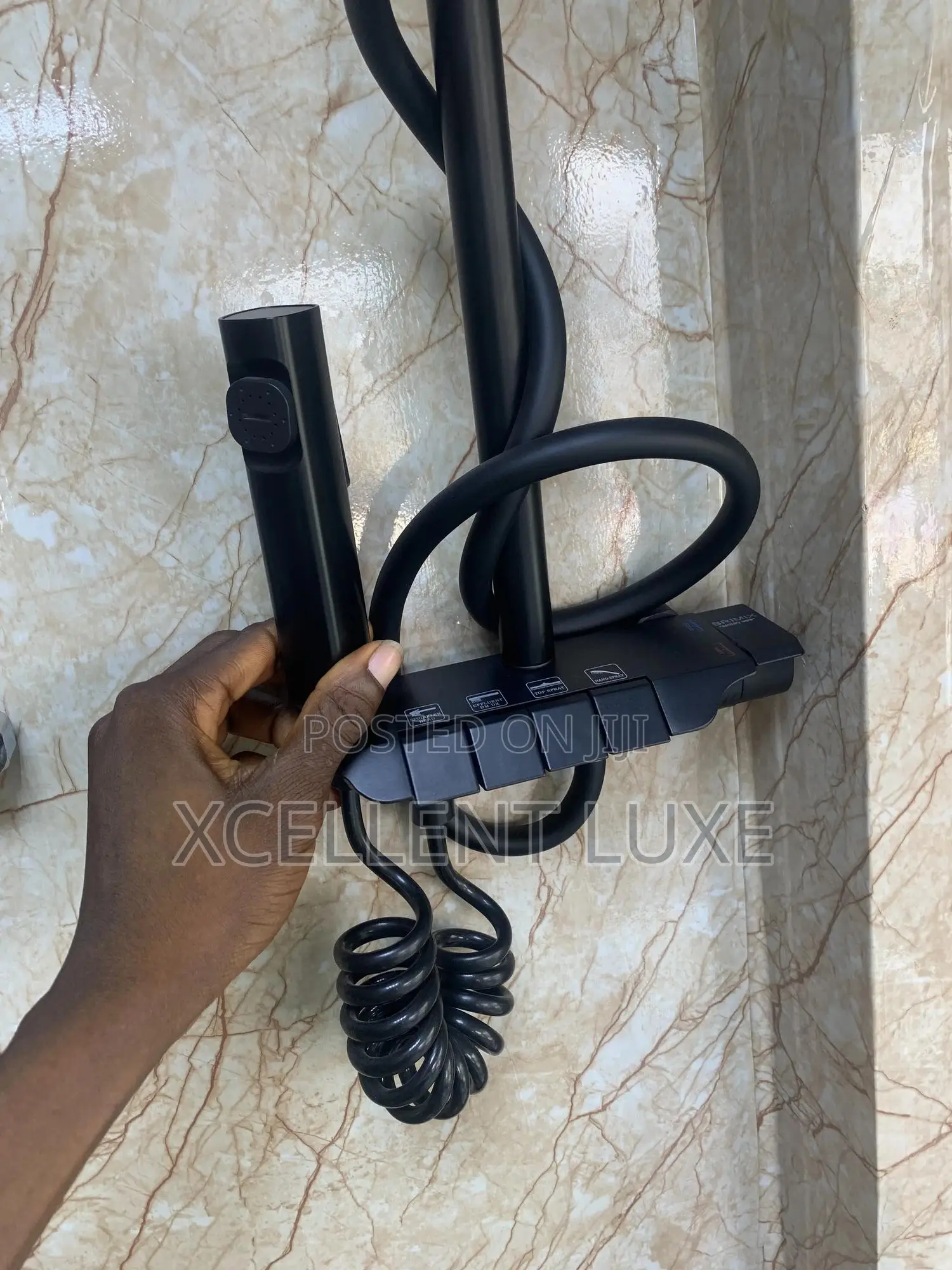 Black Piano Button Shower Set Made With Brass to Withstand Corrosion