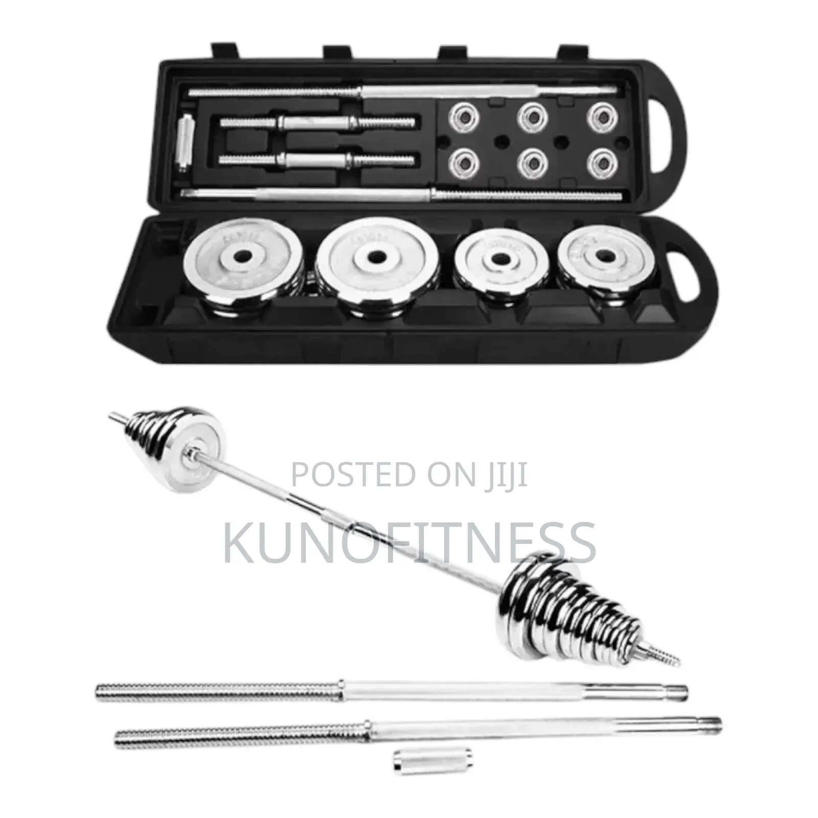 All-in-One 50kg Iron Dumbbell Set With Connecting Barbell