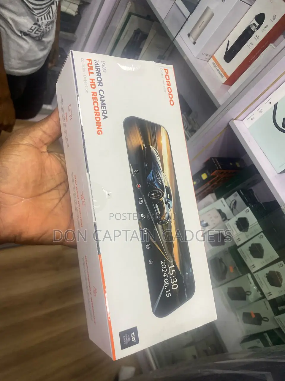 Porodo Car Mirror Camera Recorder Full HD LFS086