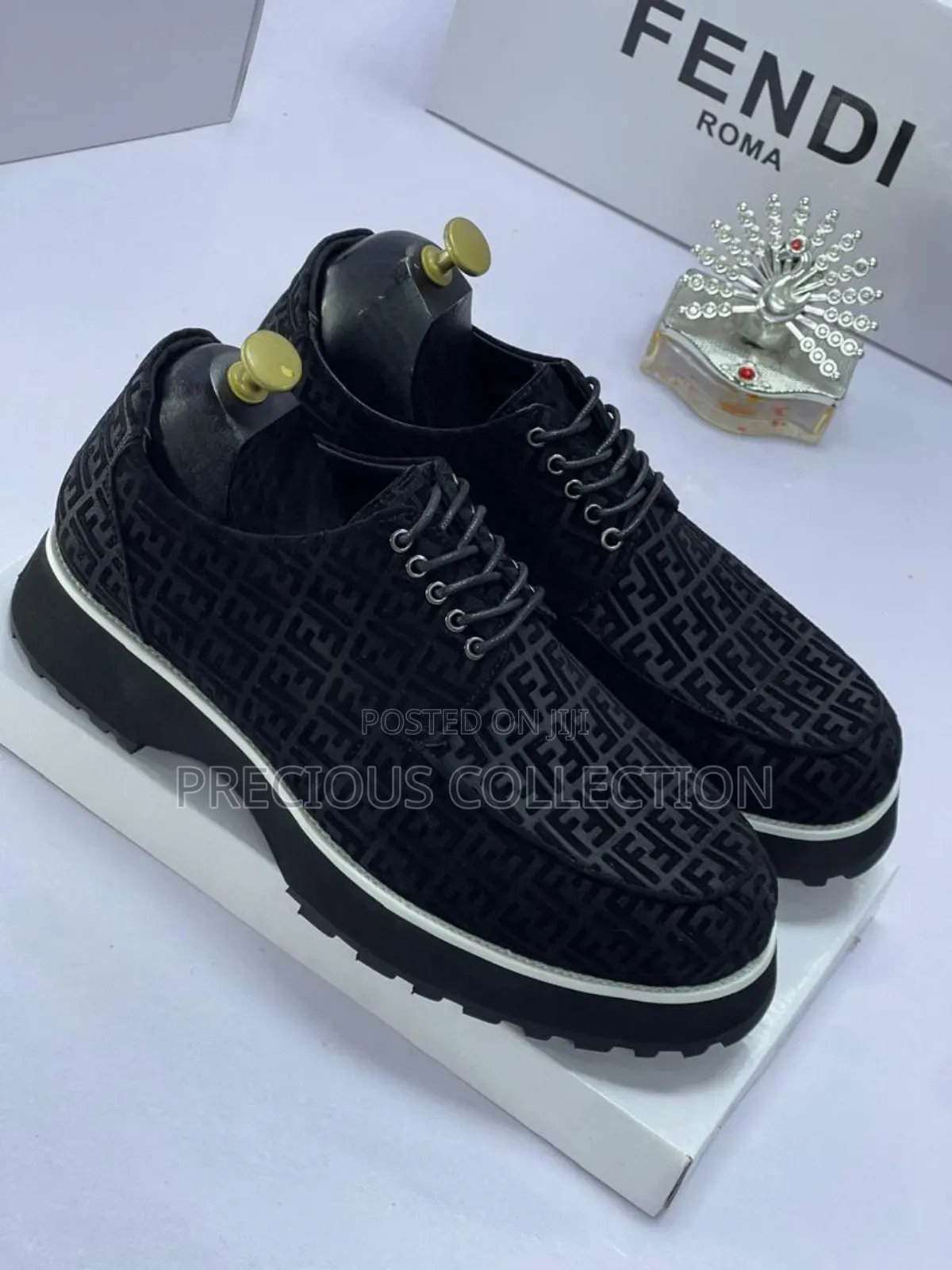 Fendi High Sole Lace Up Suede Shoe