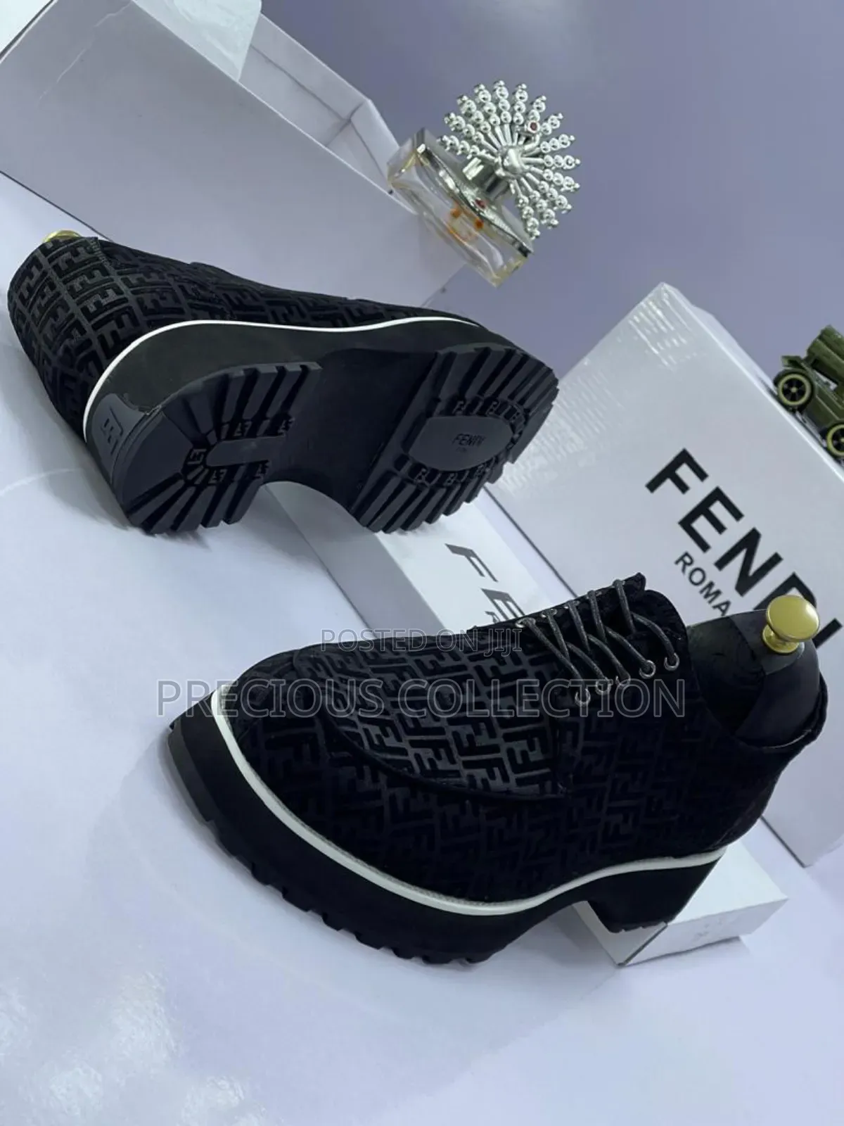 Fendi High Sole Lace Up Suede Shoe