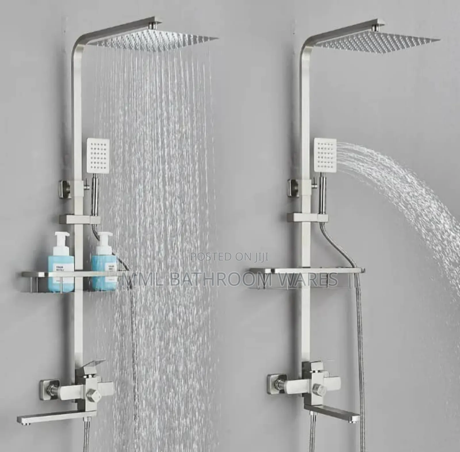 Brushed 304 Stainless Steel Shower Sets
With Soap Rack