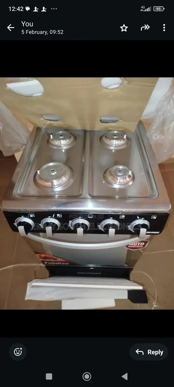 Skyrun 4 Burner All Gas Cooker