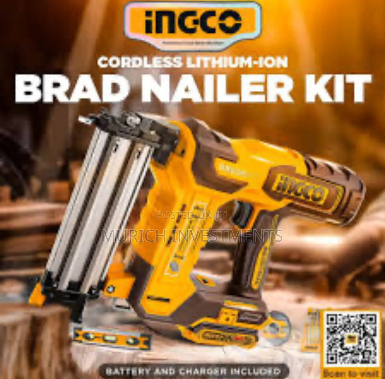 Cordless Brad Nailer With Battery Charger, With Brad Nails