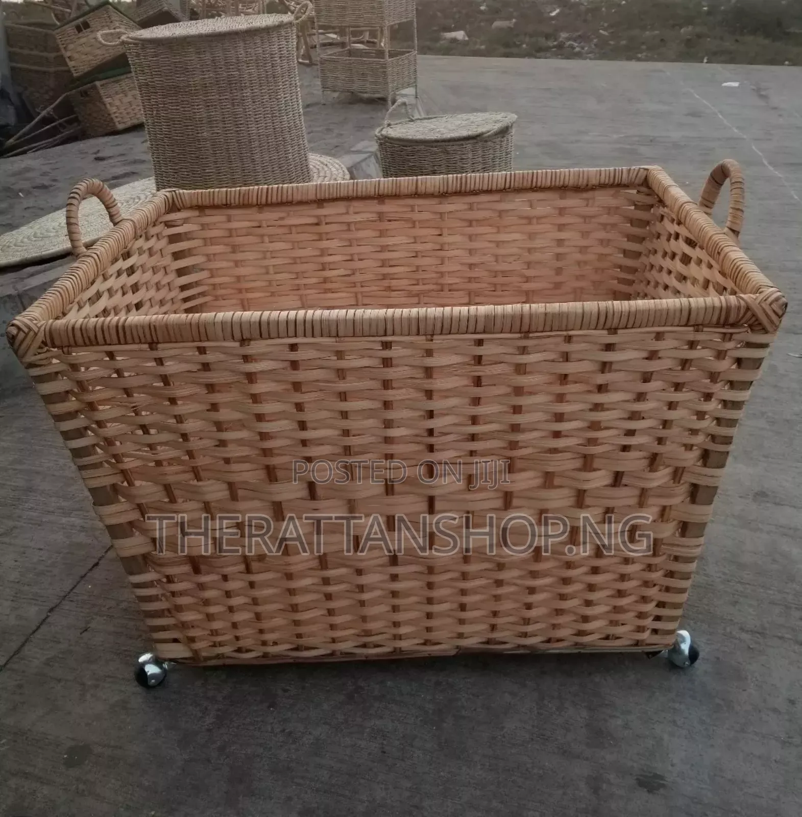 Rectangular Shaped Wheeled Laundry Basket