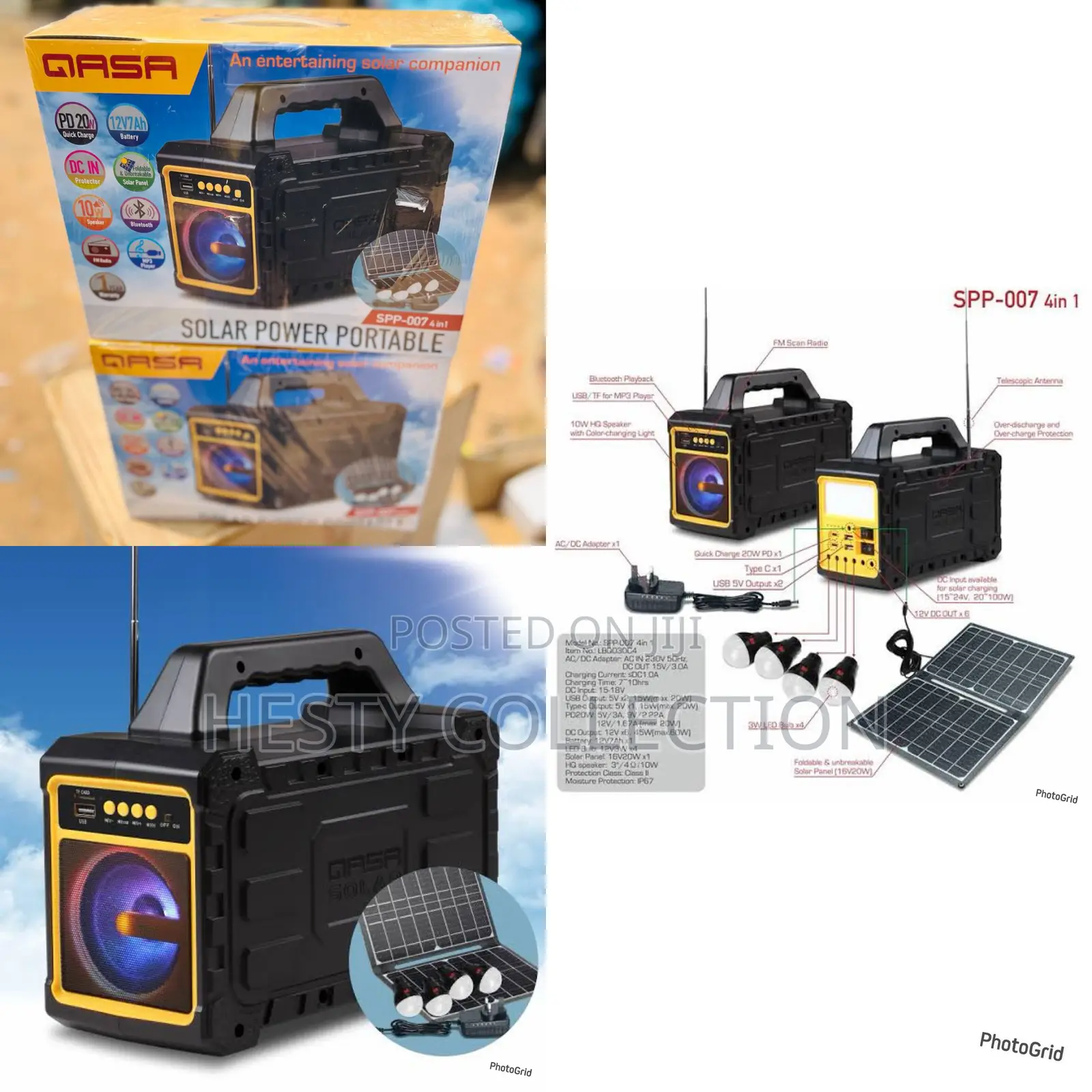 7000watts Qasa SPP-007 4-in-1 Solar Generator With Speaker
