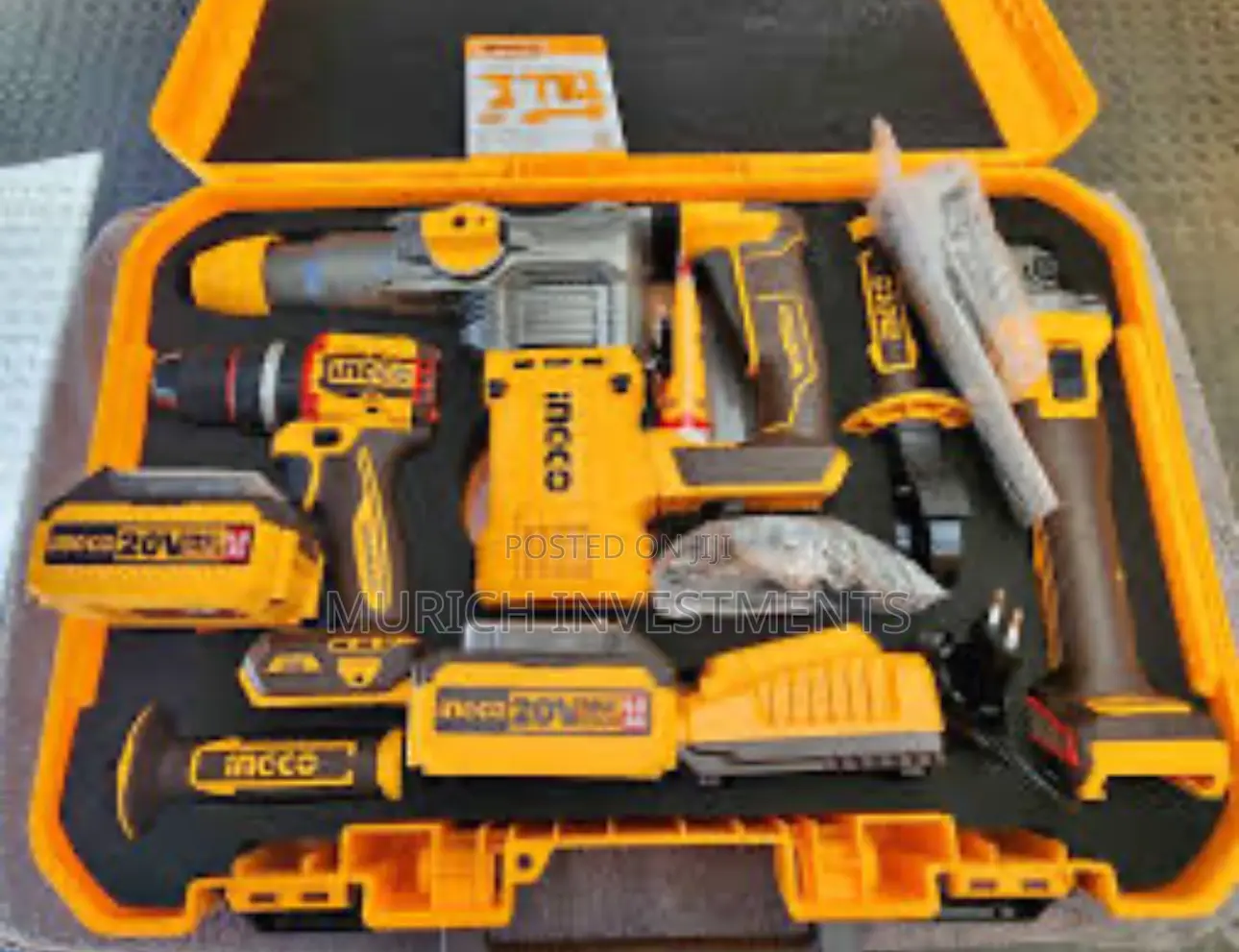 Ingco 3pcs Industrial Combo Kit Set With 5.0ah Batteries