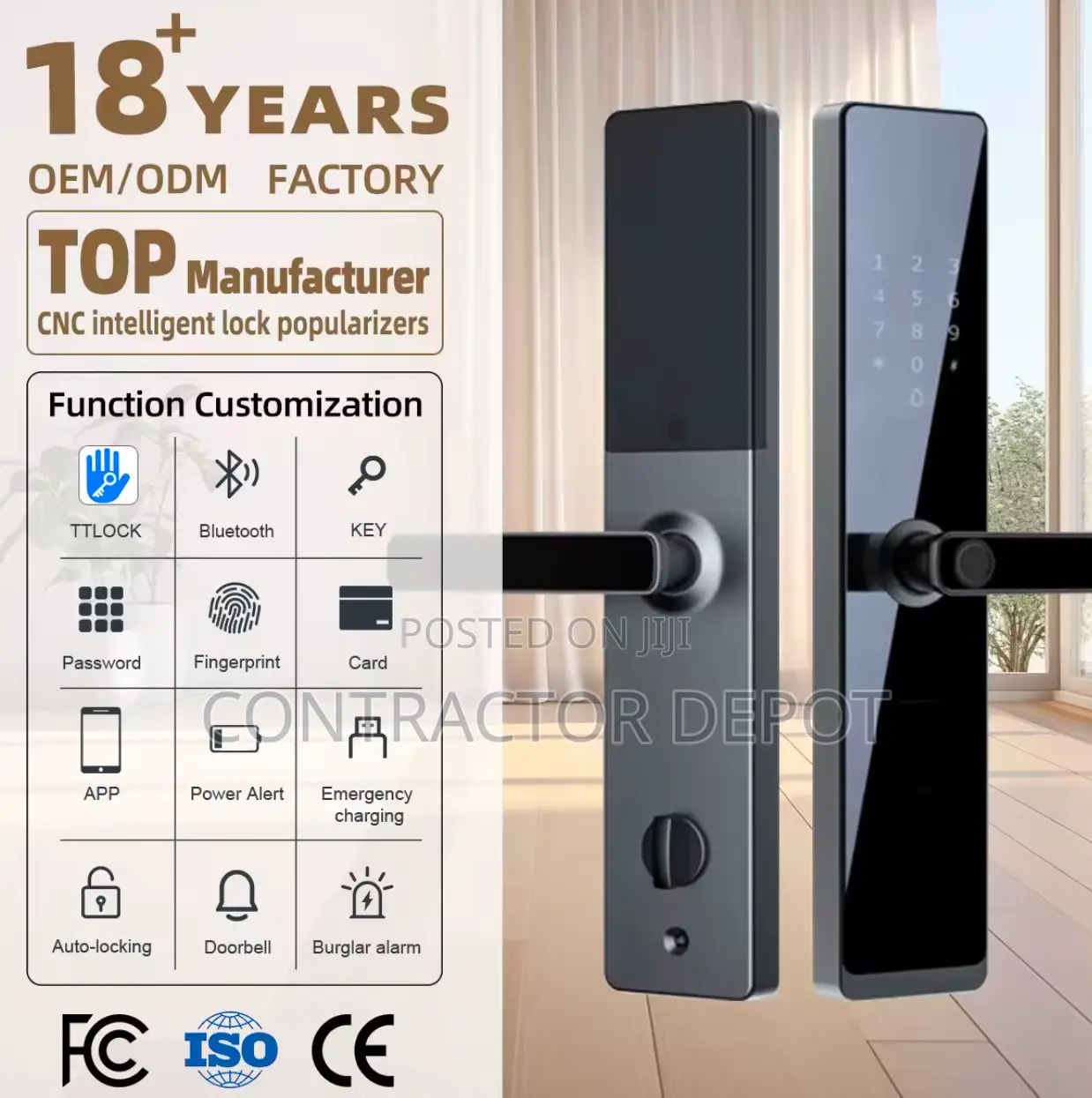 Card Biometric Fingerprint Smart Door Lock Tuya and Tt Lock