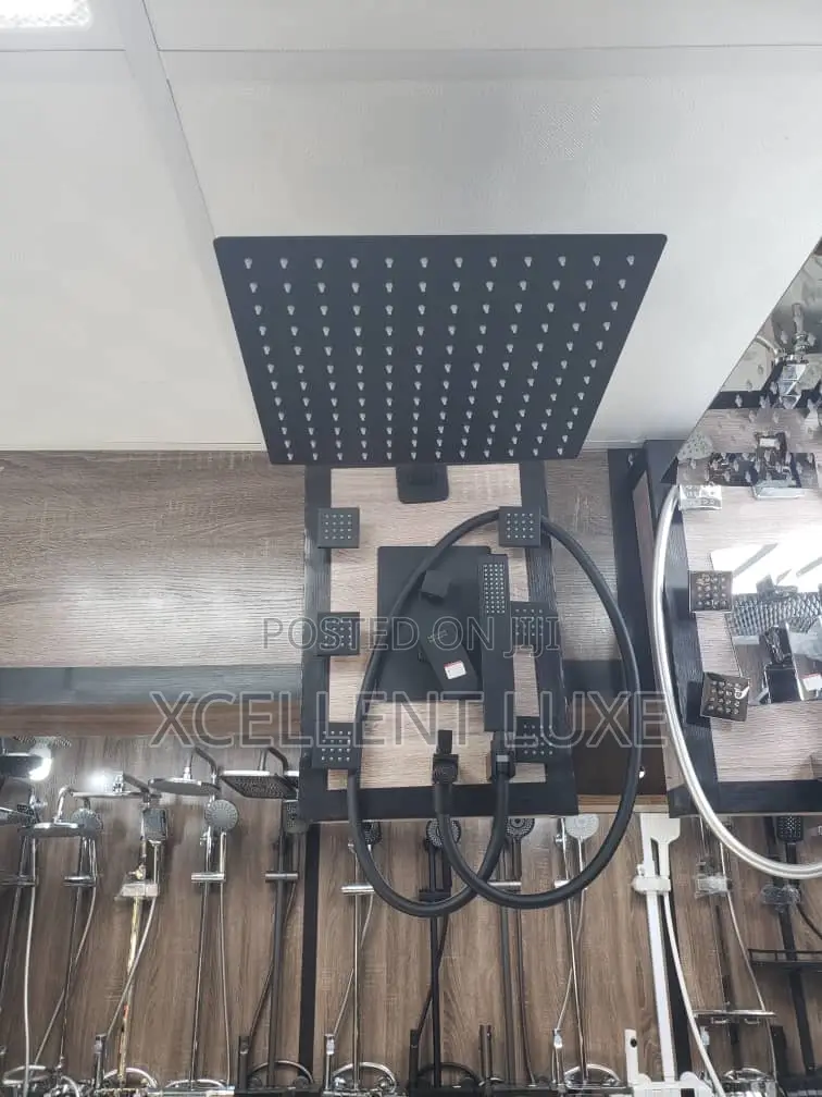 Black Conduit Shower With 6 Body Jets