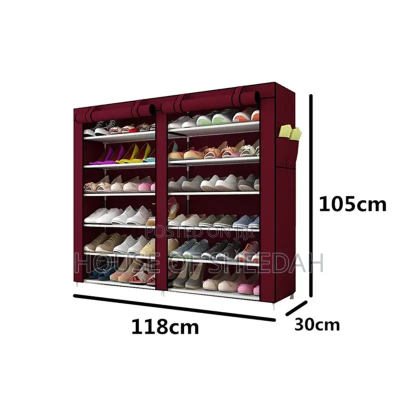 30 Pair Shoe Rack 2 Column With Canvas Cover Shoe Organizer