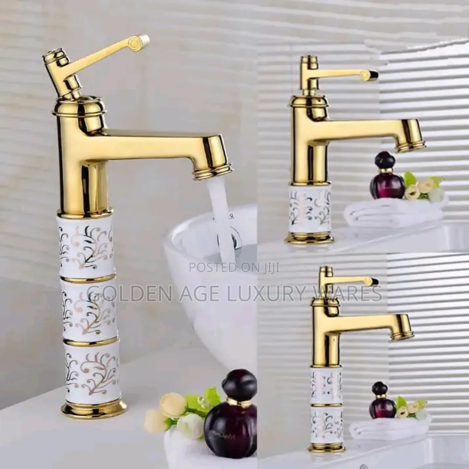 Long Gold and White Basin Tap