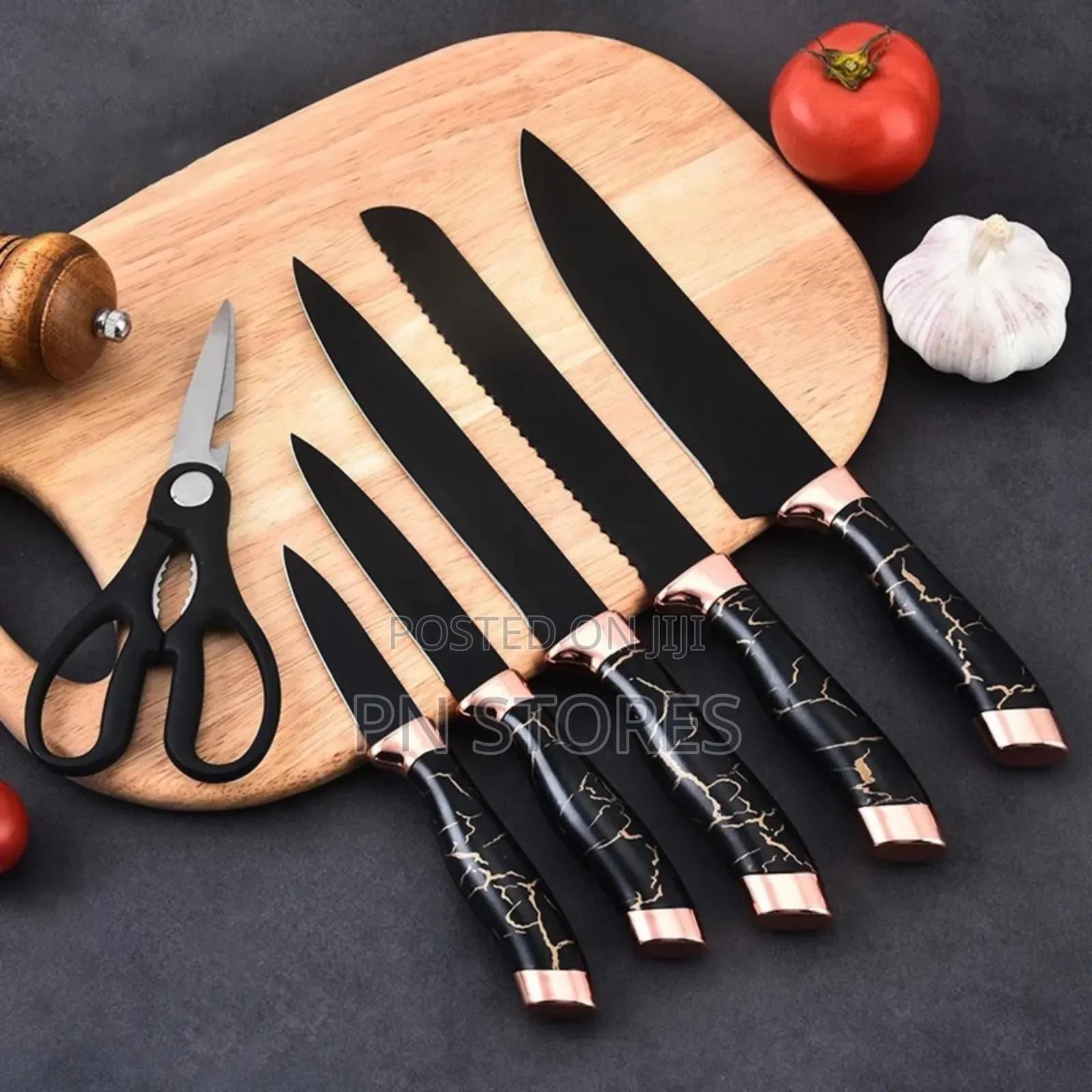 Anti Rust Kitchen Knives - 7pcs Knife Set With Sharpener