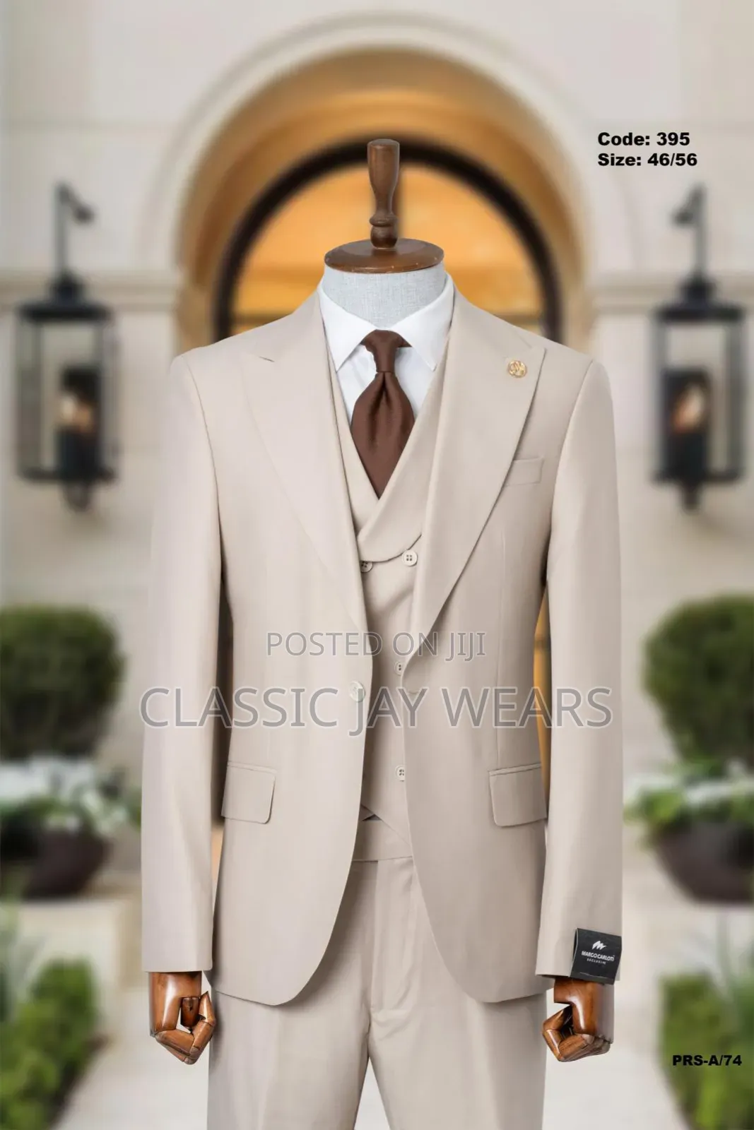 Milk Color Double Breasted Suit Available in Sizes