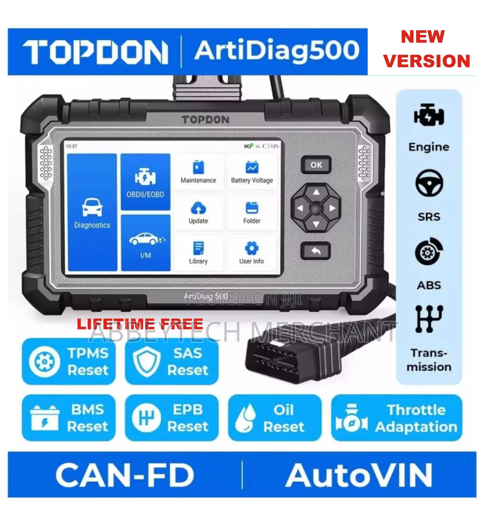 Obdii Cars Scanner Lifetime Free Update Topdon Artidiag500