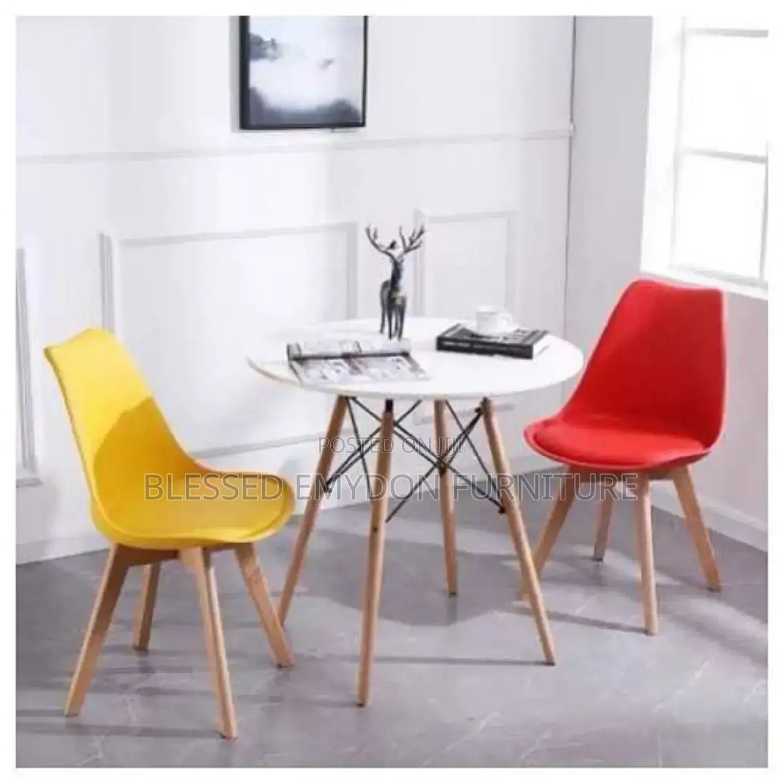 Round Beechwood Dining Table + 2 Sitting Chairs