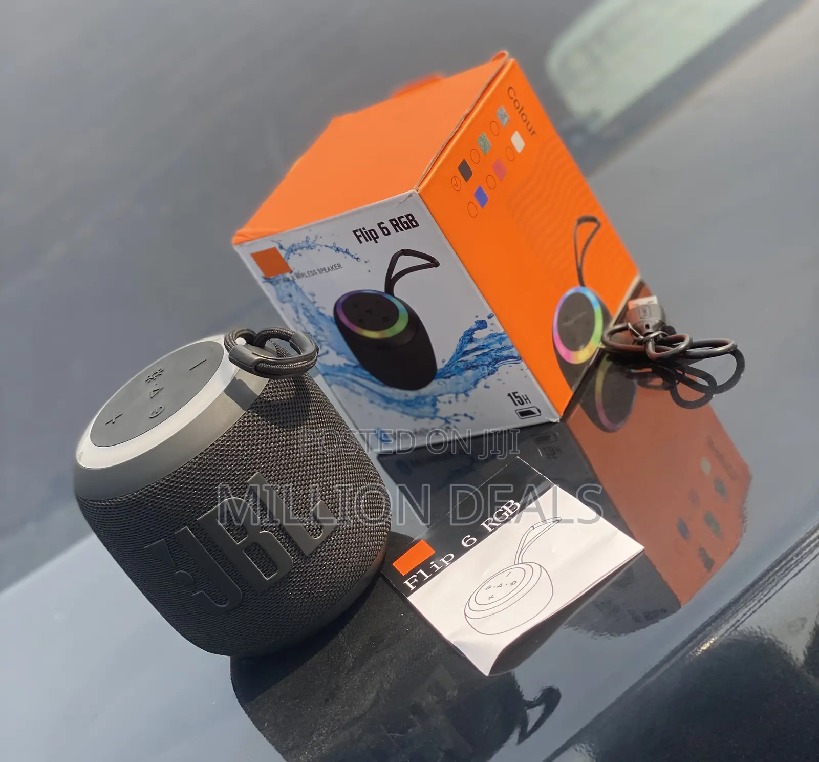 Clone Black JBL Flip 6 RGB Wireless Bluetooth Speaker