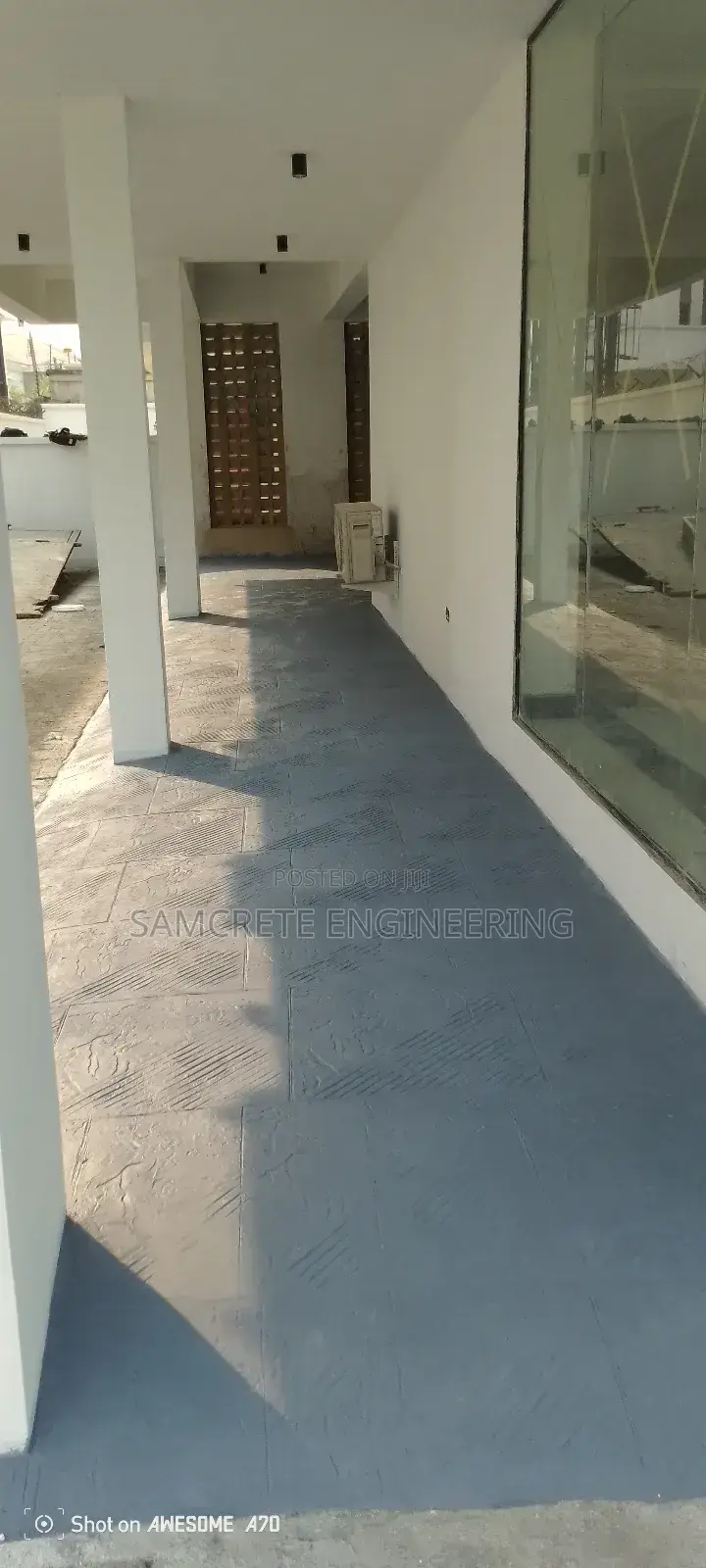 Grey Polish Stamped Concrete Floor