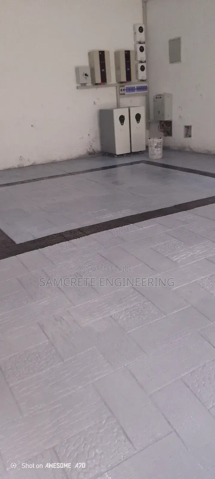 Grey Polish Stamped Concrete Floor