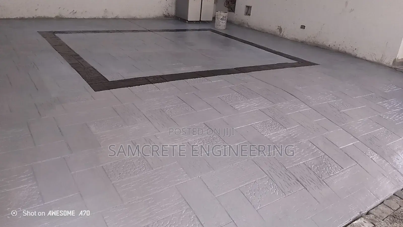 Grey Polish Stamped Concrete Floor
