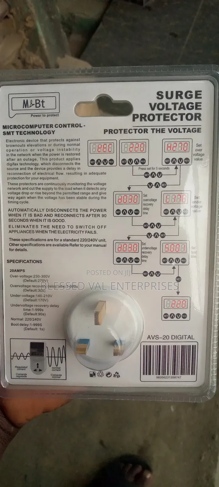 M Bt Avs 20 Amps Digital Voltage Surge Protector