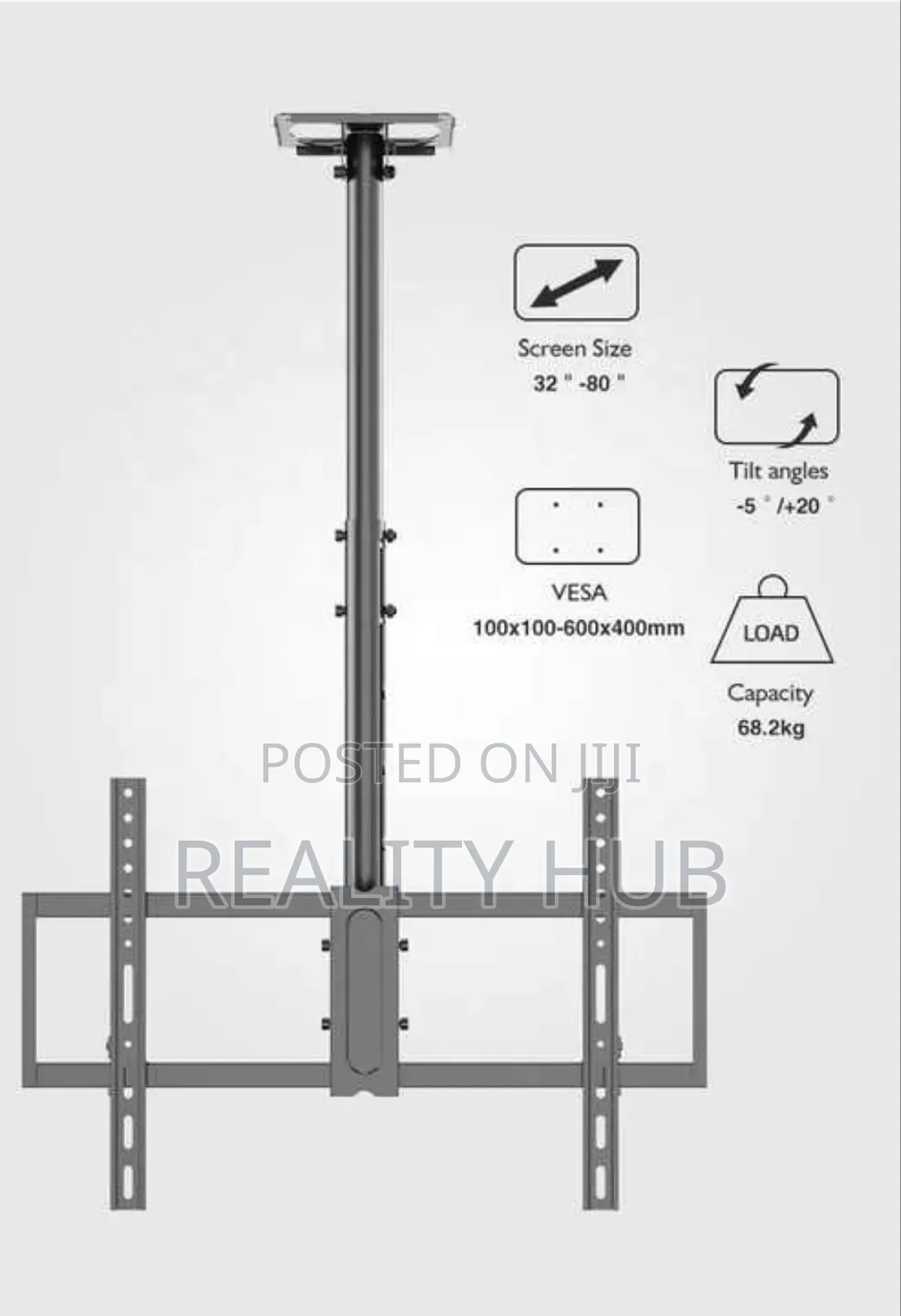 KALOC T1 Ceilin Mount Adjustable 32-80 Inch LED TV Hanger
