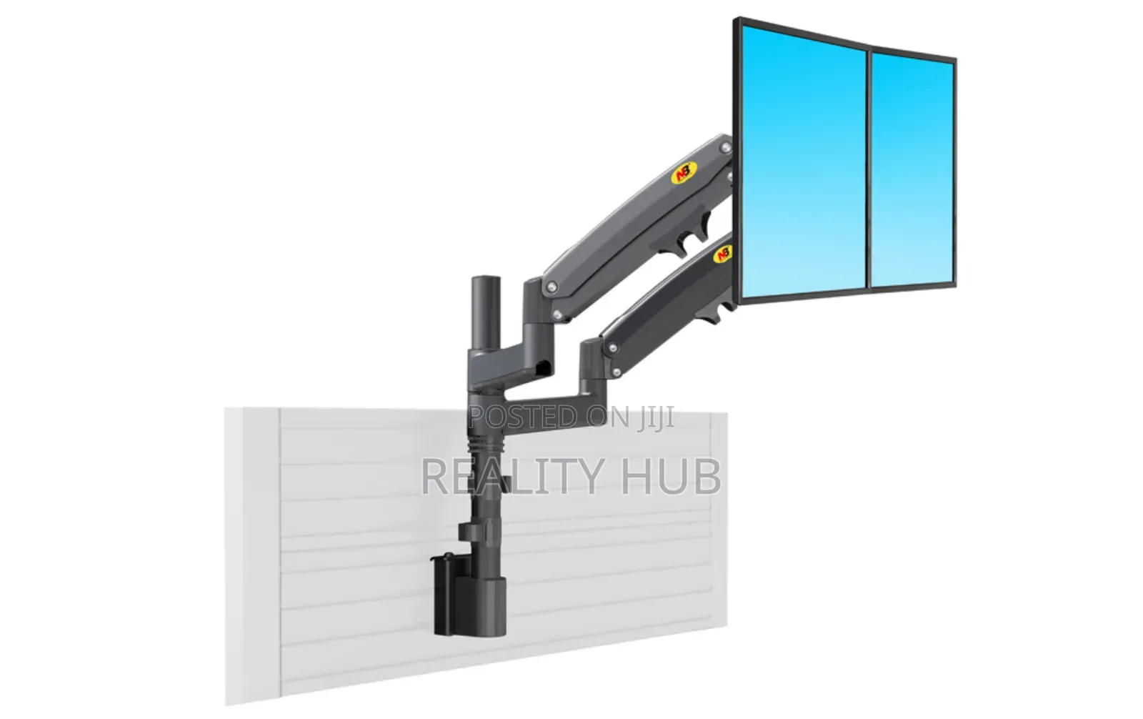 NB H180 12"-32" Double Monitor Desk Holder Arm Gas Spring