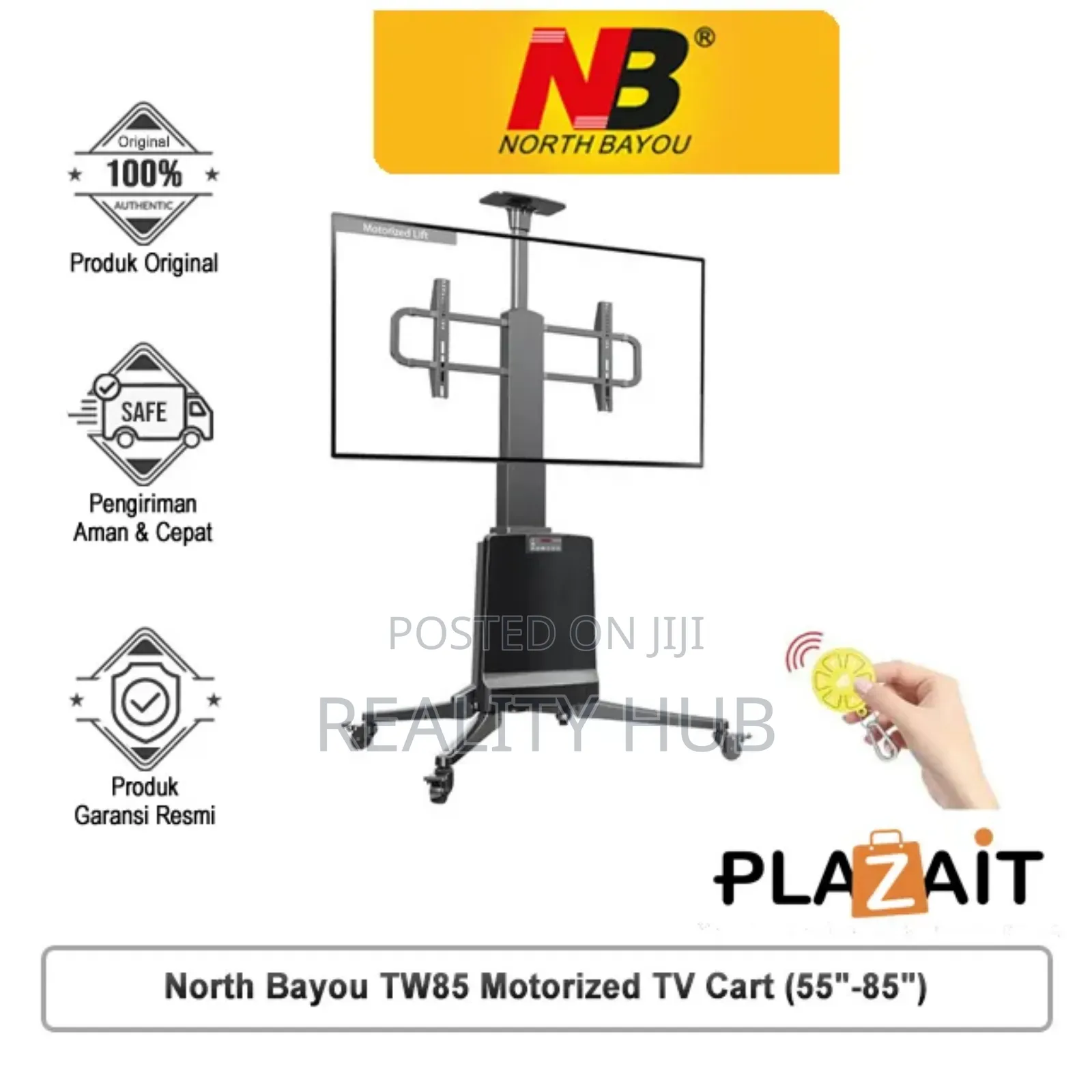 Tw85 55-85" Adjustable Motorized LCD Tv Trolley Cart Tv