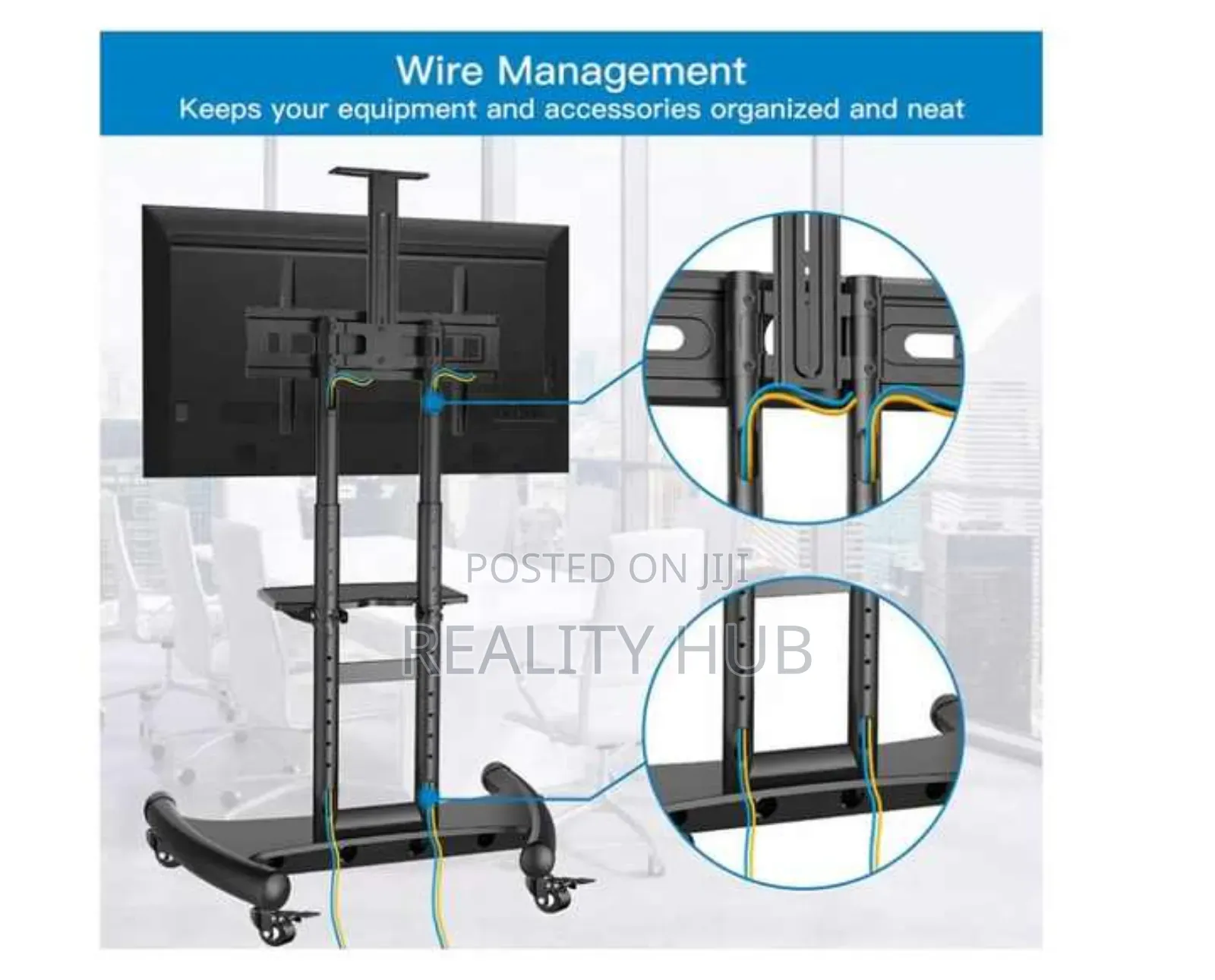 Height Adjustable Heavy Duty TV Cart Mobile Stand 55" 90"