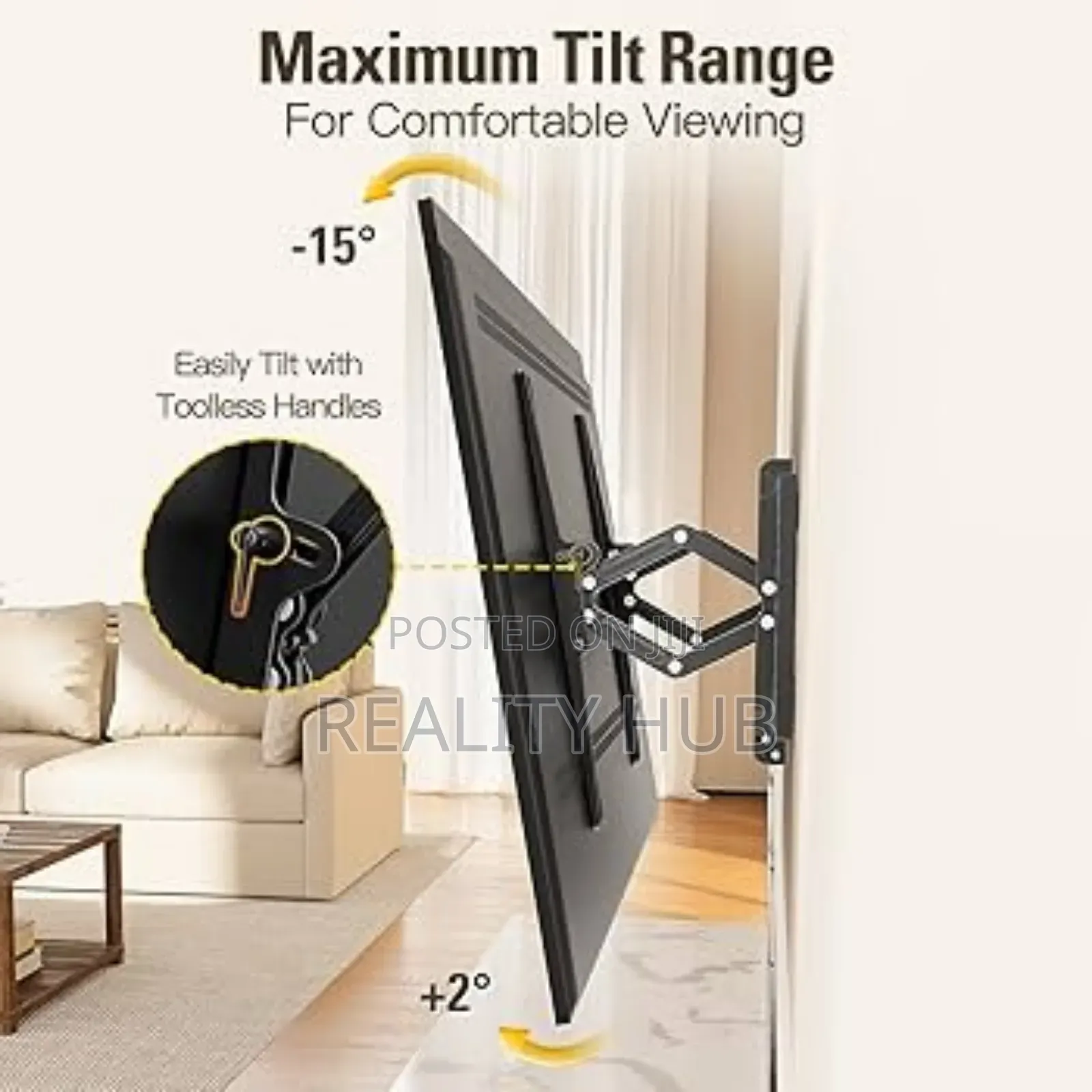 TV Wall Mount Adjustable Dual Arm 32"- 85" - Black
