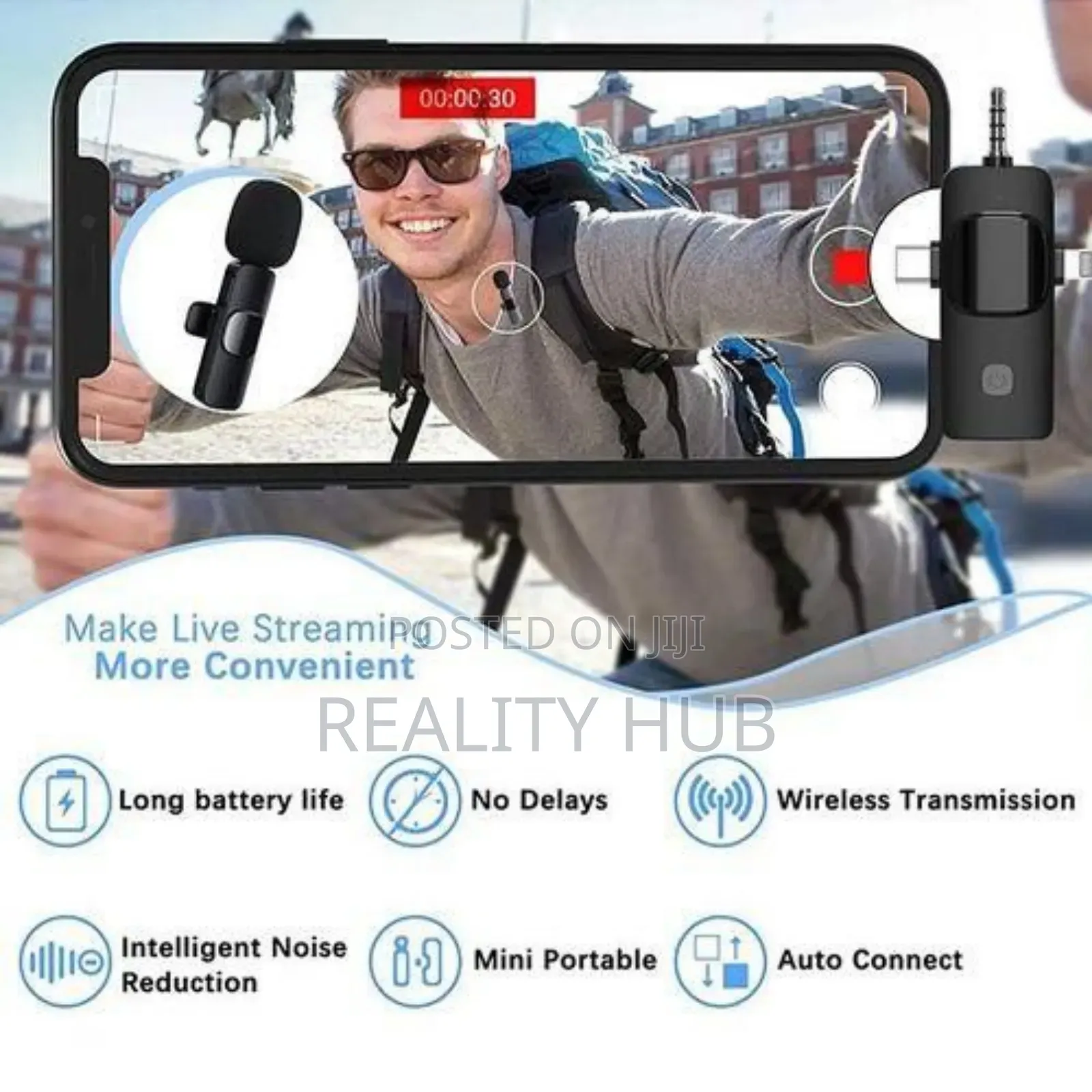 3 in 1 Mini Double Microphone,Wireless Lavalier Lapel Mic