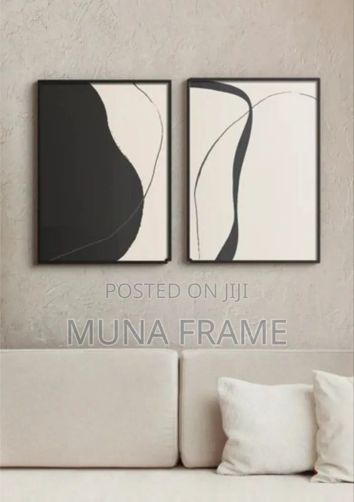 2 Sets of Abstract Black and White Abstract Wall Art Canvas