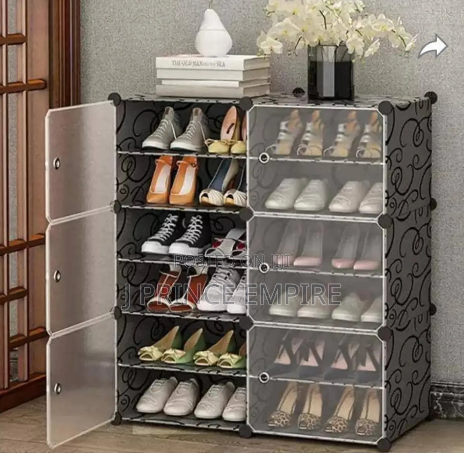 Shoe Rack Organizer With Door, 30 Pairs Shoe Storage Cabinet