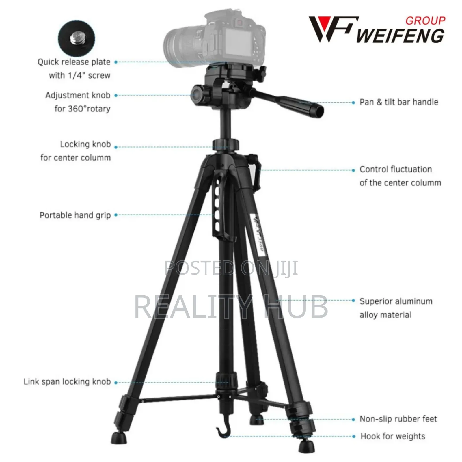 WT-3560 Aluminum Lightweight Tripod Stand For Camera, Phone