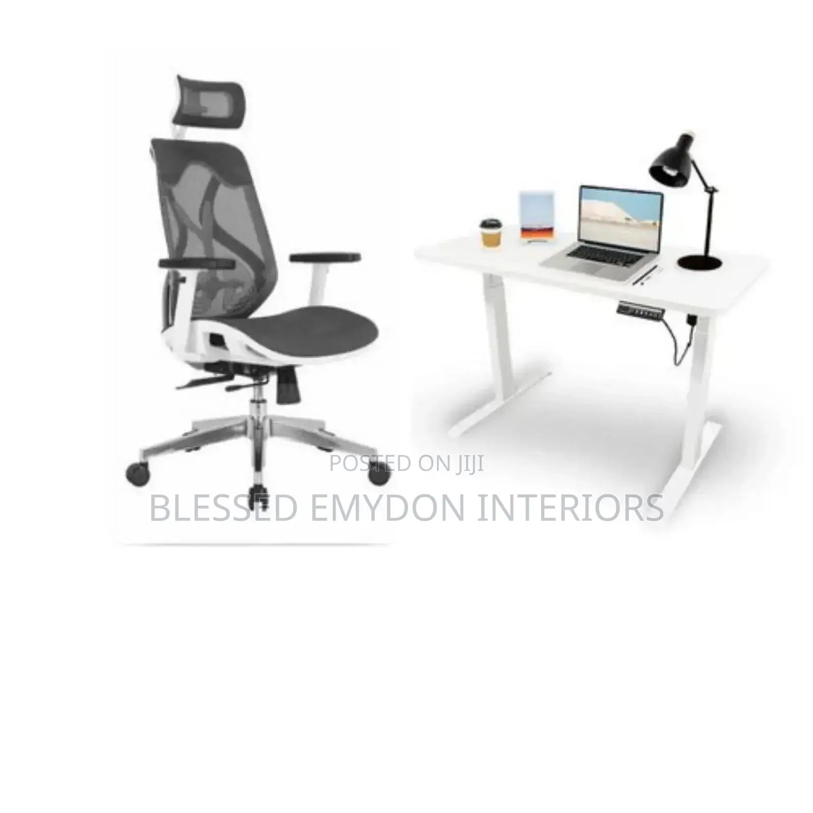 Ergonomic Mesh Office Chair Adjustable Height Desk 1.2mtr