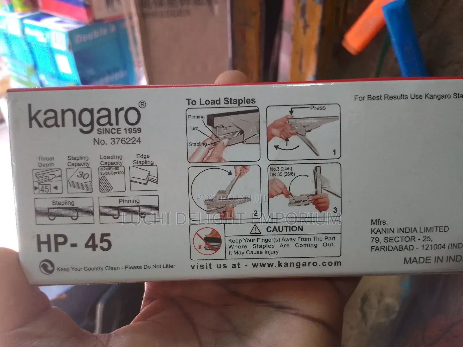 Kangaro Stapler 45 With Free 1 Box of 1000 Staple Pins