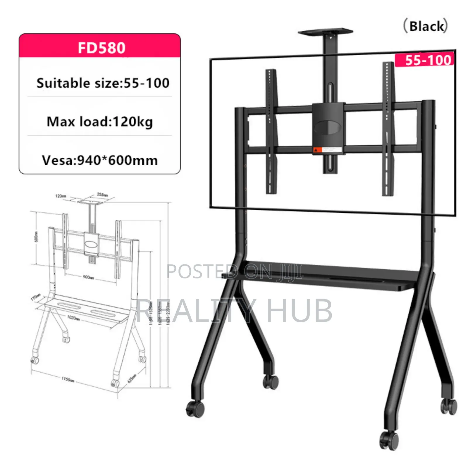 Heavy Duty Large Size Rolling Stand Mobile TV Mounts Carts