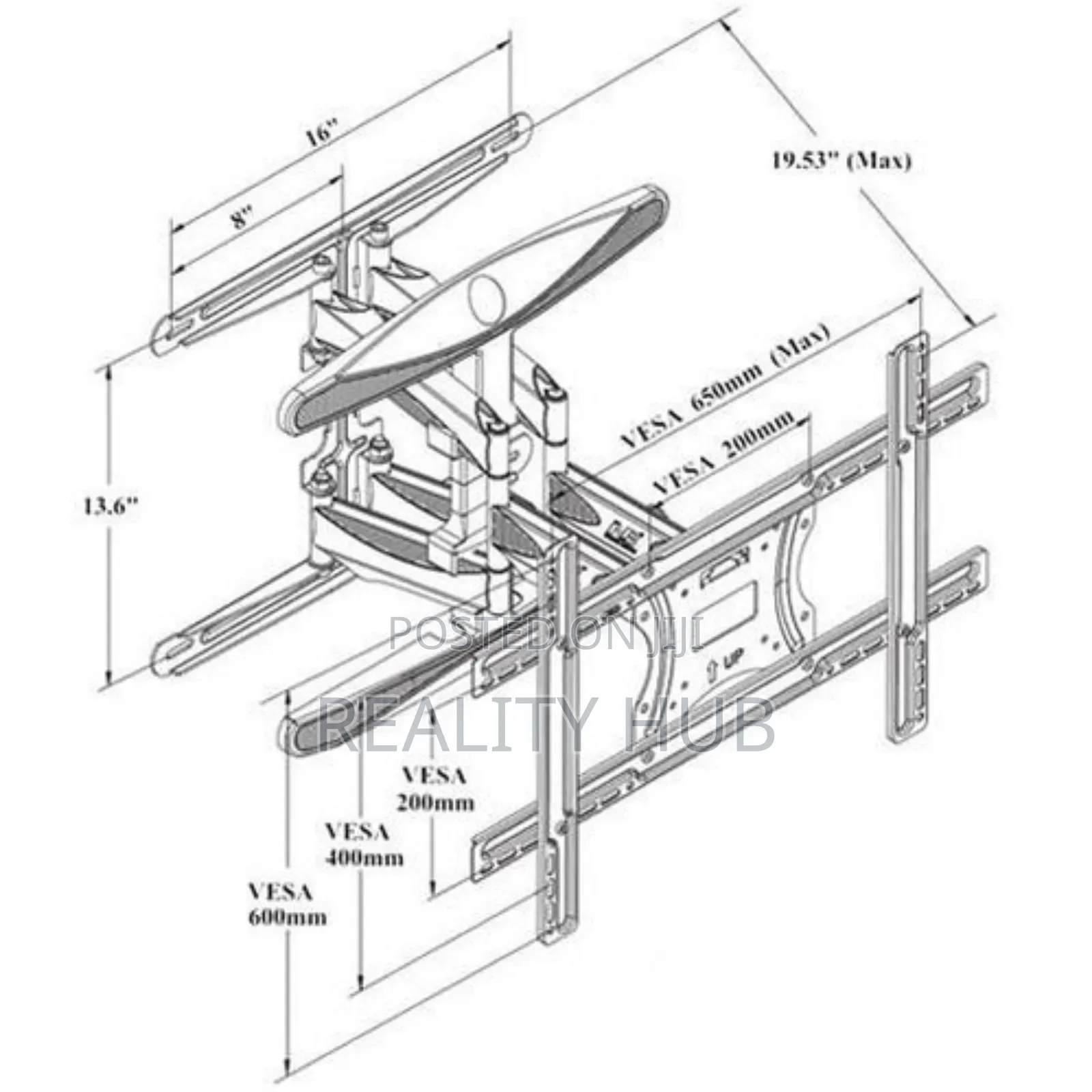 Full Motion Cantilever Wall Mount For 40"-85" 100lbs TV
