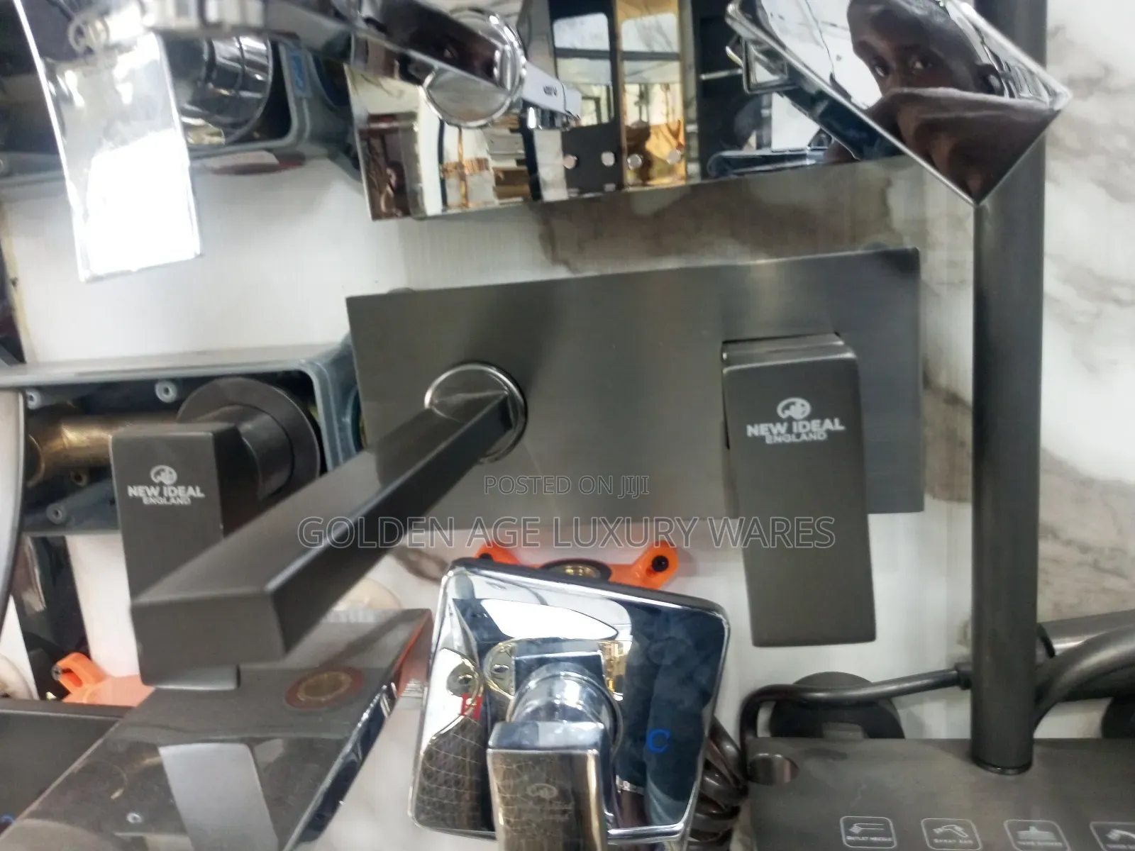 Grey Conduit Basin Mixer