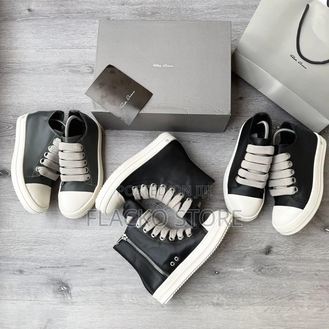 Original Rick Owens Leather DRKSHDW Jumbo Lace Sneakers