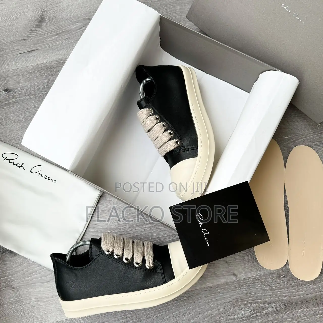 Original Rick Owens Leather DRKSHDW Jumbo Lace Sneakers